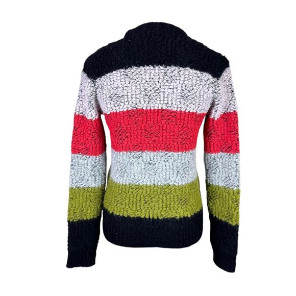 A.L.C. Alpaca Wool Blend Multi Color Stripe Boucle Knit Zipper Cardigan Sweater - Picture 5 of 16